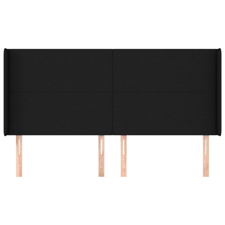 sengegavl med kanter 163x16x118/128 cm stof sort