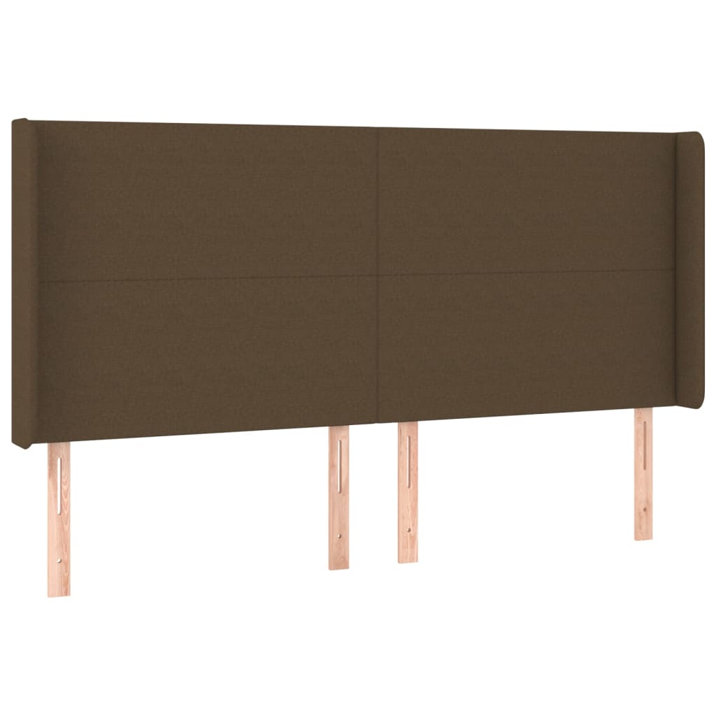 sengegavl med kanter 163x16x118/128 cm stof mørkebrun
