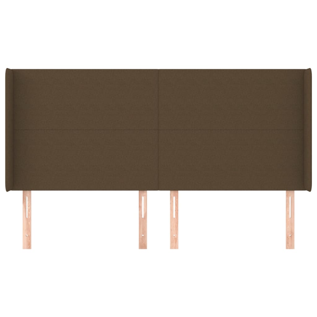 sengegavl med kanter 163x16x118/128 cm stof mørkebrun