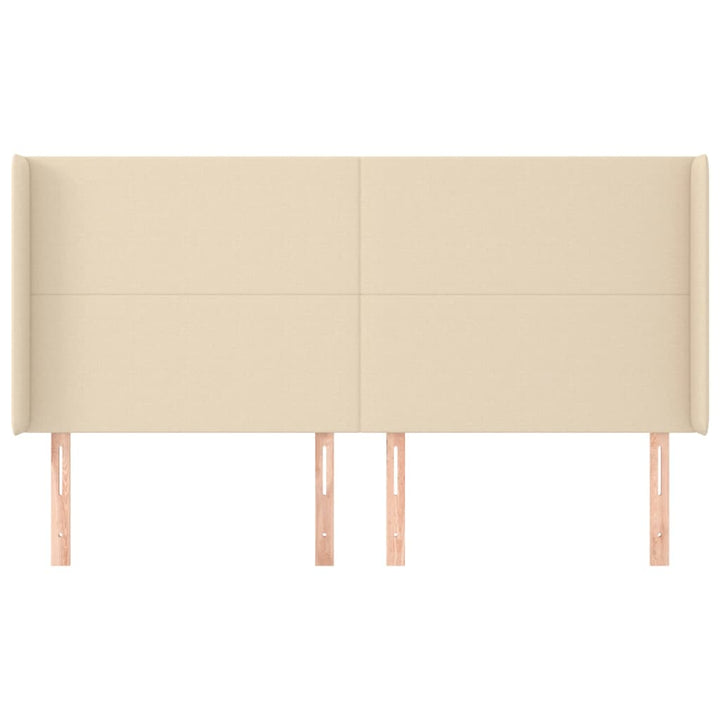 sengegavl med kanter 163x16x118/128 cm stof cremefarvet