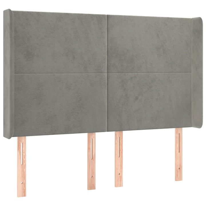sengegavl med kanter 147x16x118/128 cm fløjl lysegrå