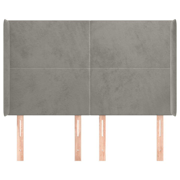 sengegavl med kanter 147x16x118/128 cm fløjl lysegrå