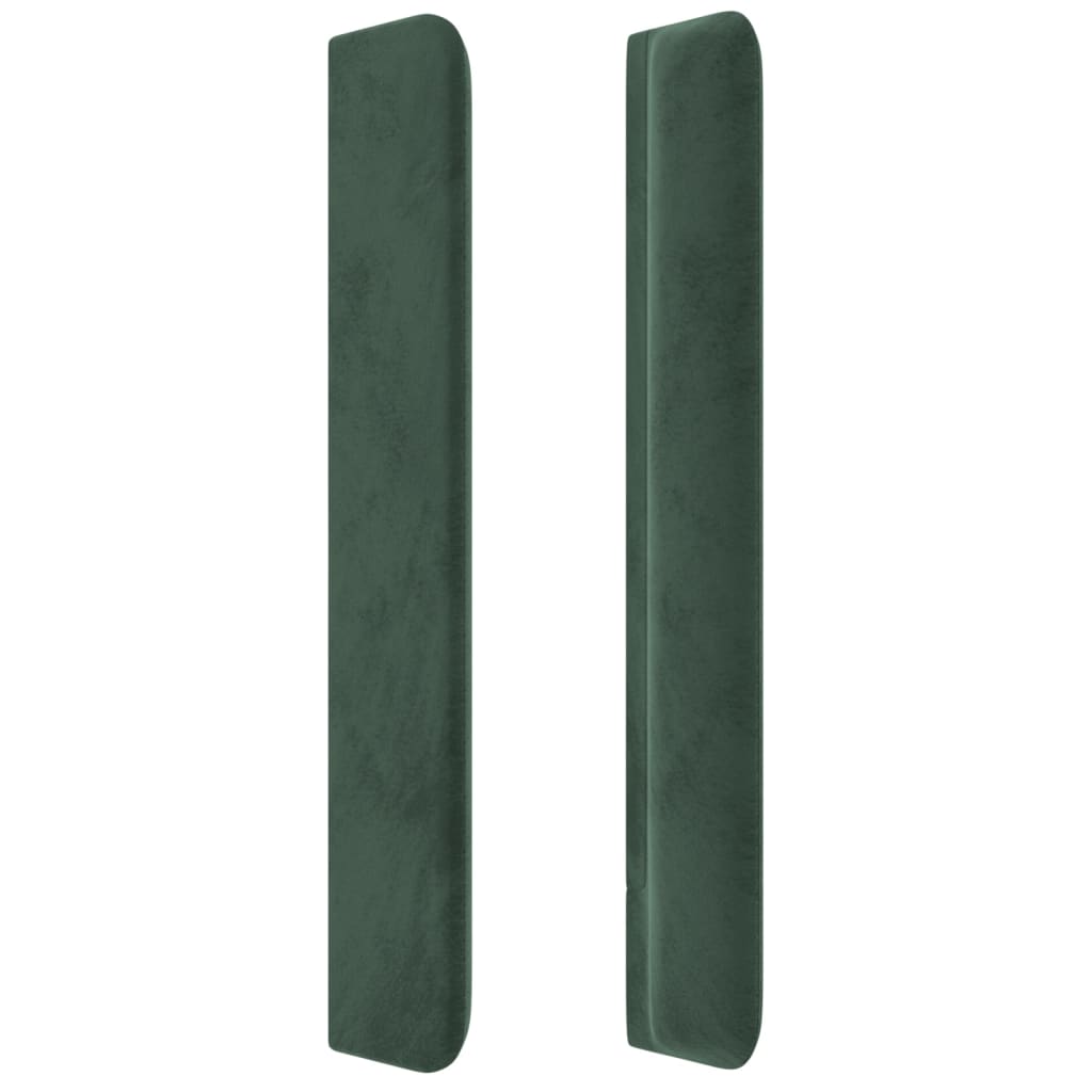 sengegavl med kanter 147x16x118/128 cm fløjl mørkegrøn