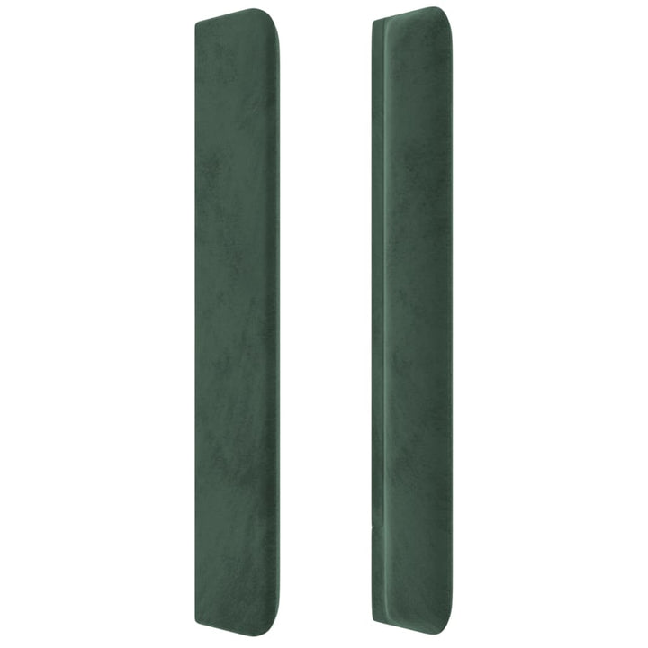 sengegavl med kanter 147x16x118/128 cm fløjl mørkegrøn
