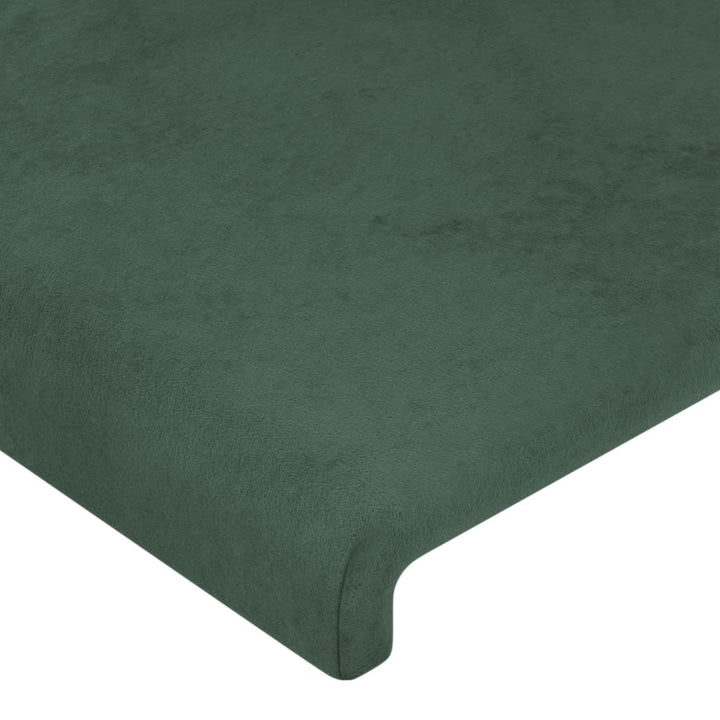 sengegavl med kanter 147x16x118/128 cm fløjl mørkegrøn