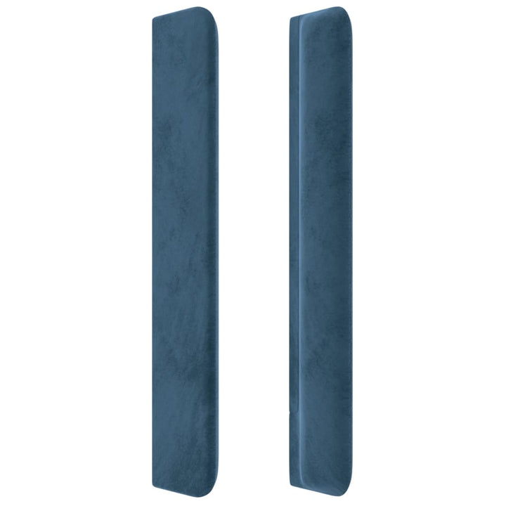 sengegavl med kanter 147x16x118/128 cm fløjl mørkeblå