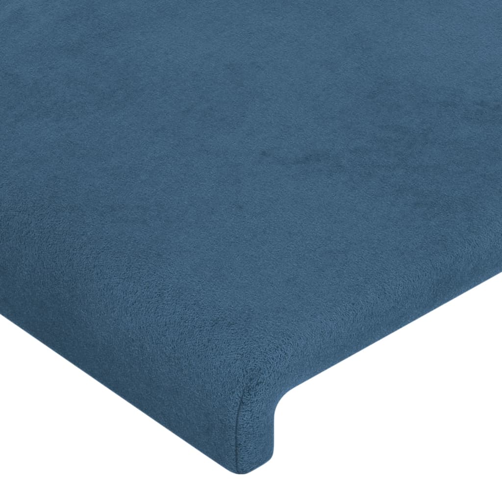 sengegavl med kanter 147x16x118/128 cm fløjl mørkeblå