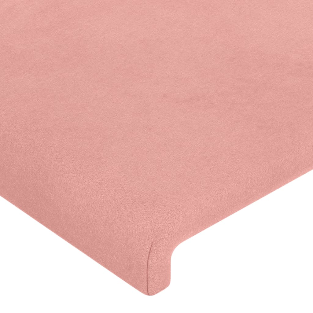 sengegavl med kanter 147x16x118/128 cm fløjl lyserød