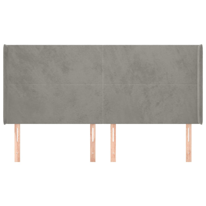 sengegavl med kanter 163x16x118/128 cm fløjl lysegrå