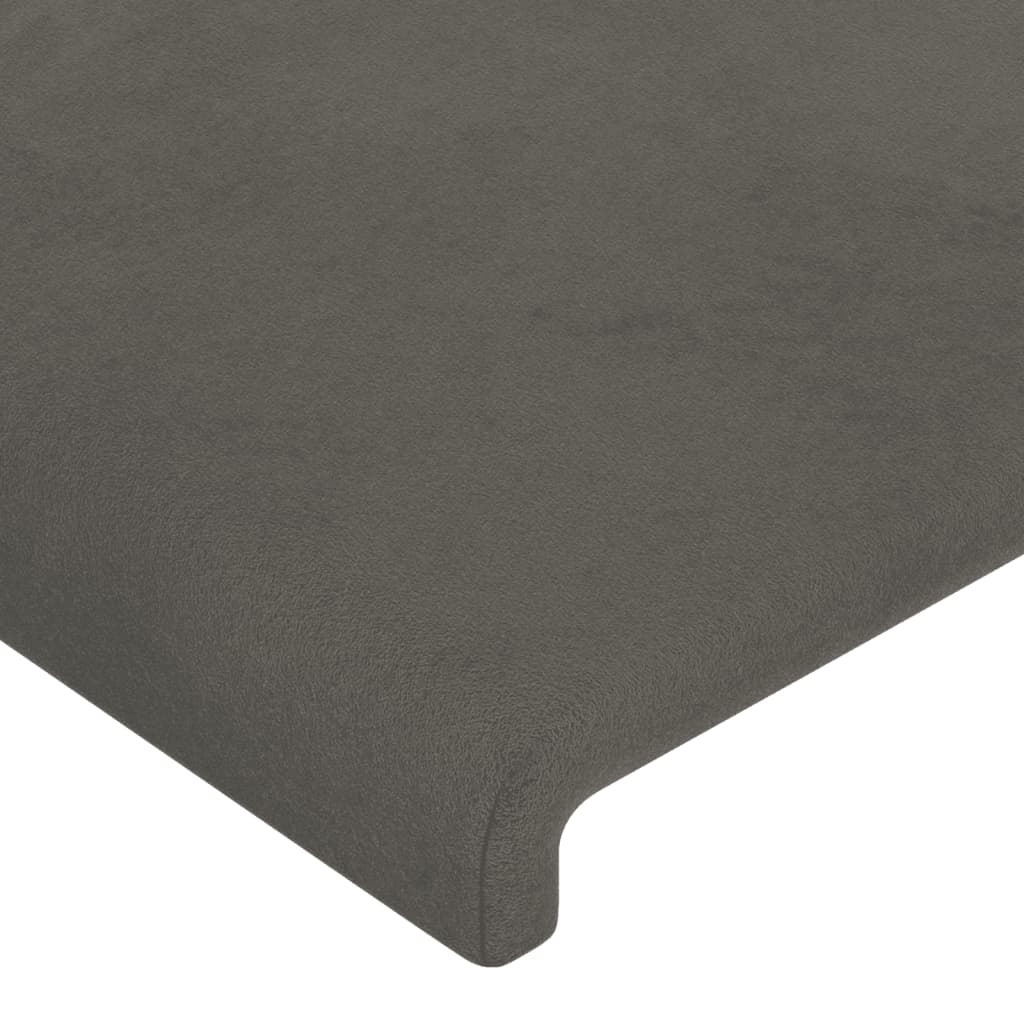 sengegavl med kanter 163x16x118/128 cm fløjl mørkegrå