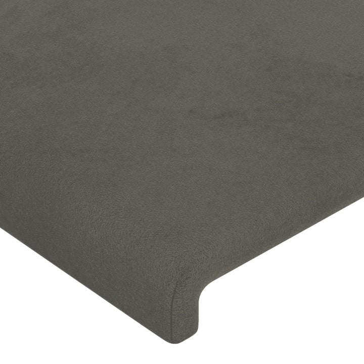 sengegavl med kanter 163x16x118/128 cm fløjl mørkegrå