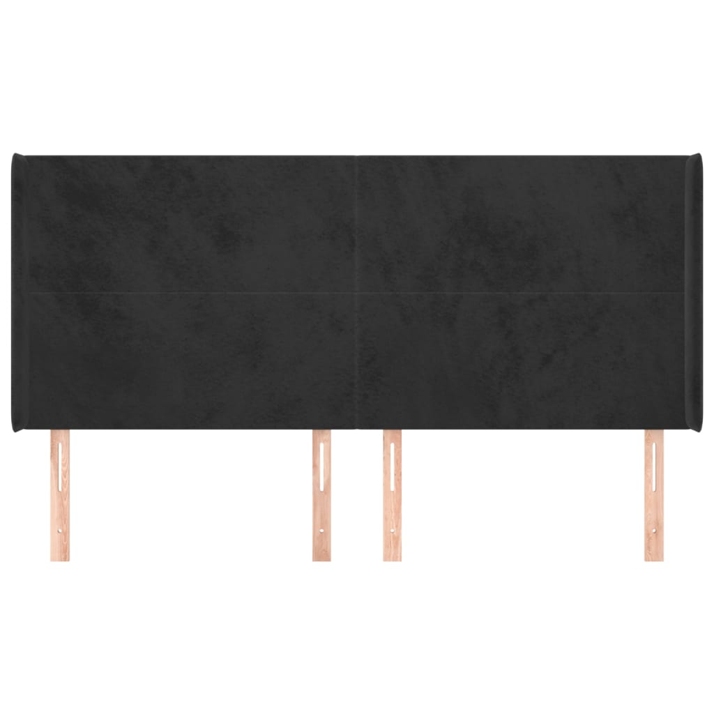 sengegavl med kanter 163x16x118/128 cm fløjl sort