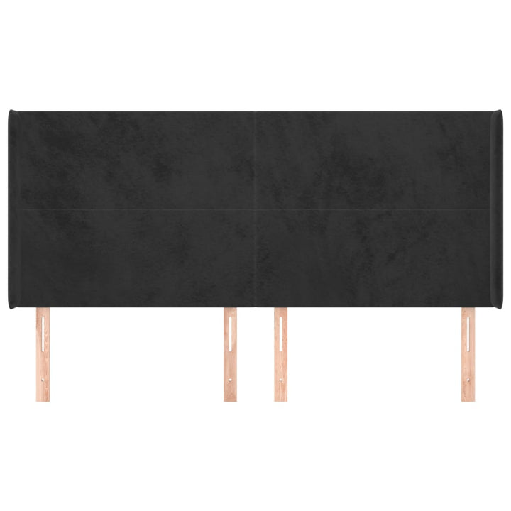 sengegavl med kanter 163x16x118/128 cm fløjl sort