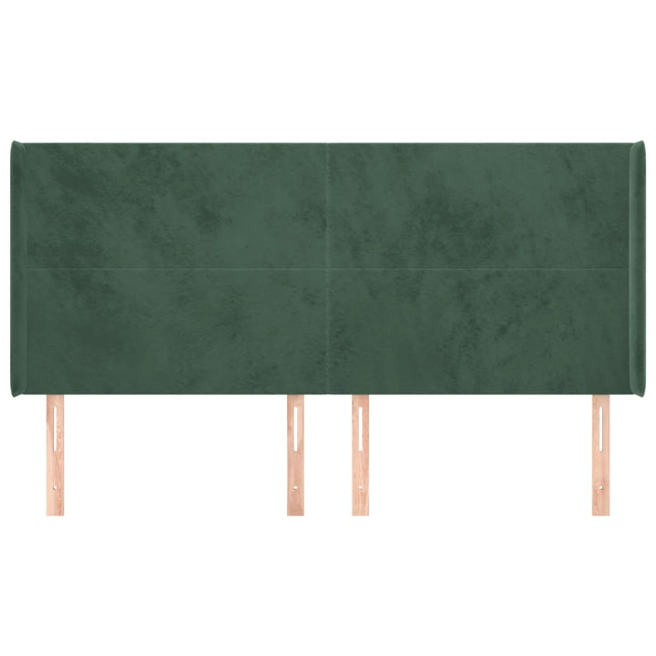 sengegavl med kanter 163x16x118/128 cm fløjl mørkegrøn