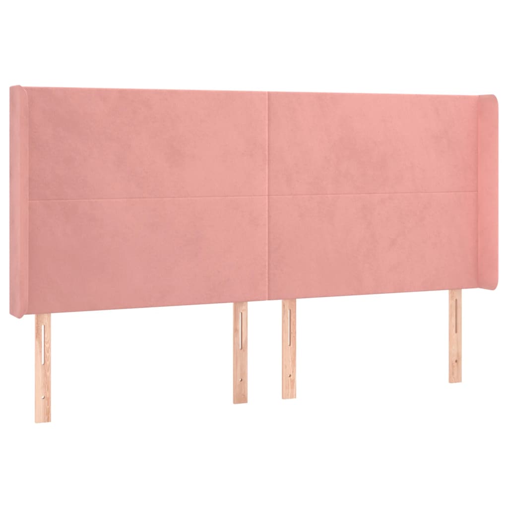 sengegavl med kanter 163x16x118/128 cm fløjl lyserød