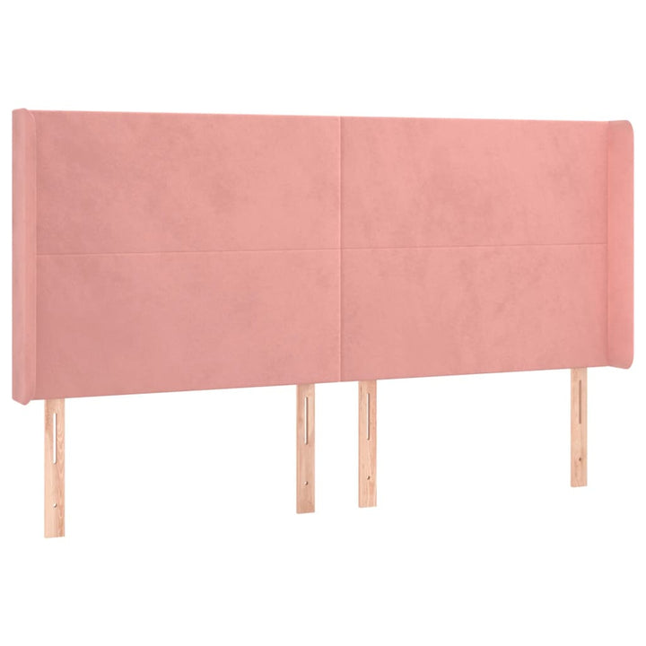 sengegavl med kanter 163x16x118/128 cm fløjl lyserød