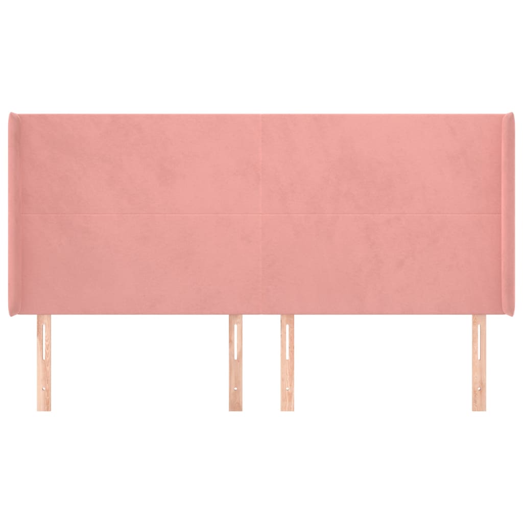 sengegavl med kanter 163x16x118/128 cm fløjl lyserød