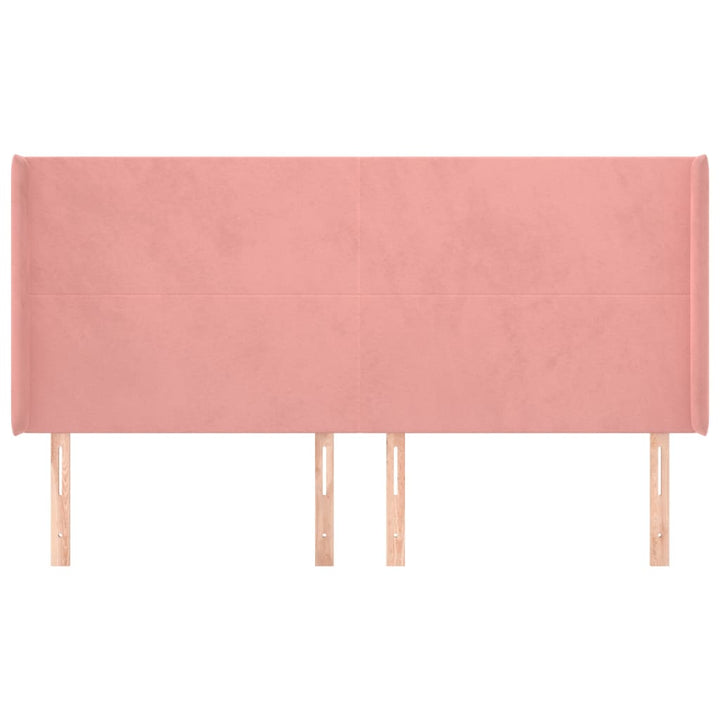 sengegavl med kanter 163x16x118/128 cm fløjl lyserød