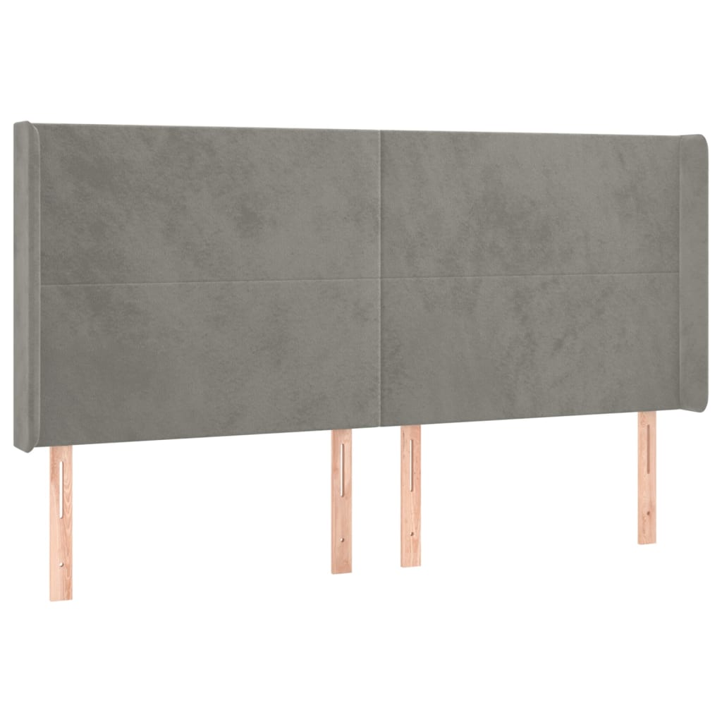 sengegavl med kanter 183x16x118/128 cm fløjl lysegrå