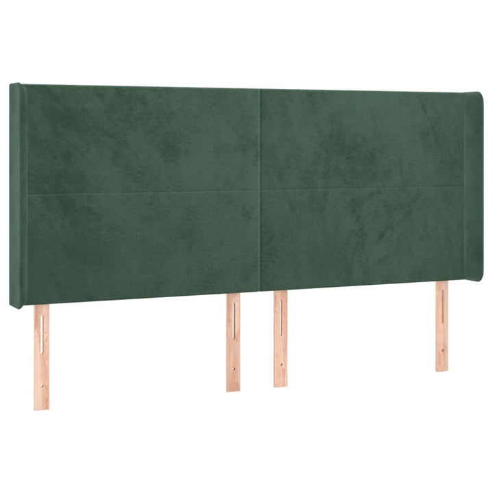 sengegavl med kanter 183x16x118/128 cm fløjl mørkegrøn