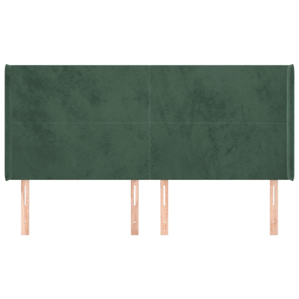 sengegavl med kanter 183x16x118/128 cm fløjl mørkegrøn
