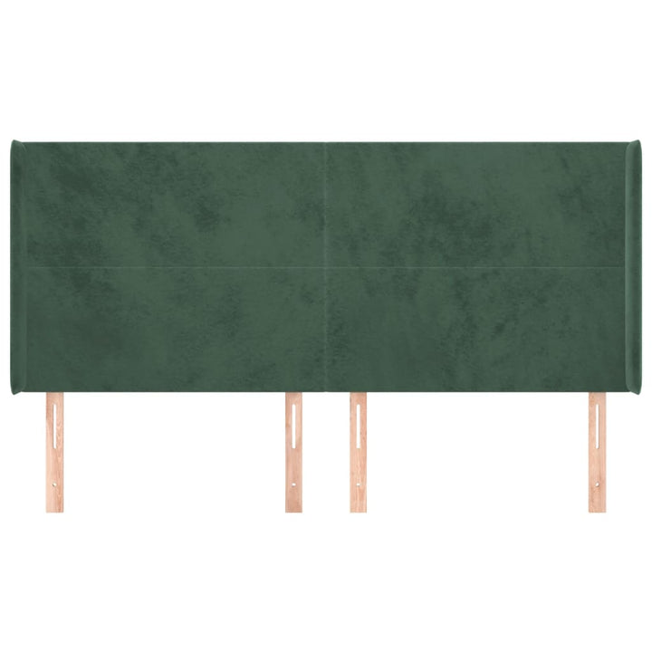 sengegavl med kanter 183x16x118/128 cm fløjl mørkegrøn