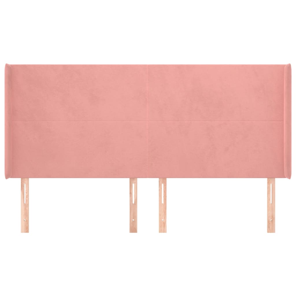 sengegavl med kanter 183x16x118/128 cm fløjl lyserød