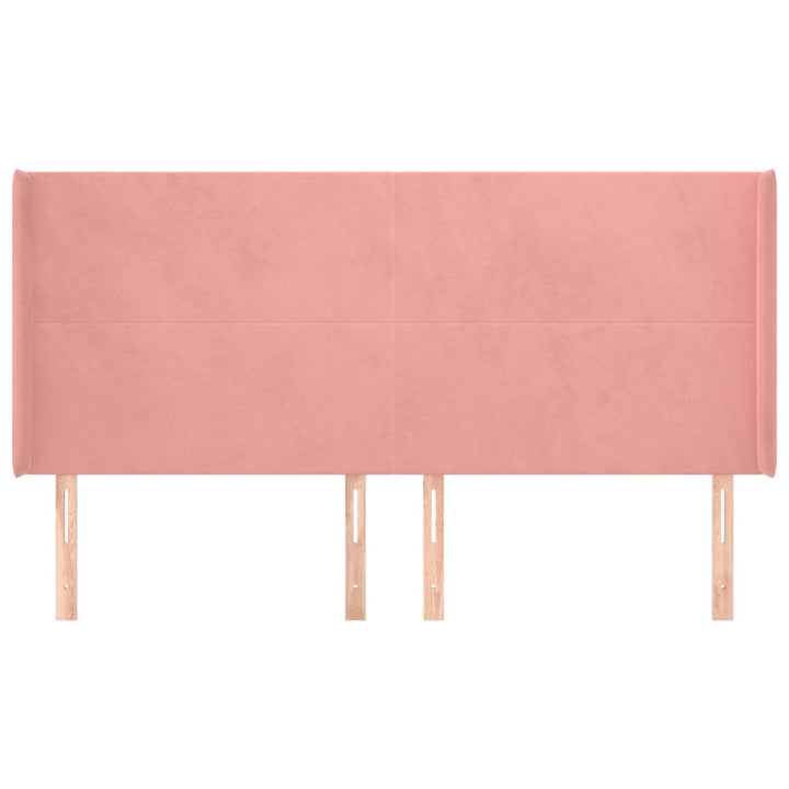 sengegavl med kanter 183x16x118/128 cm fløjl lyserød