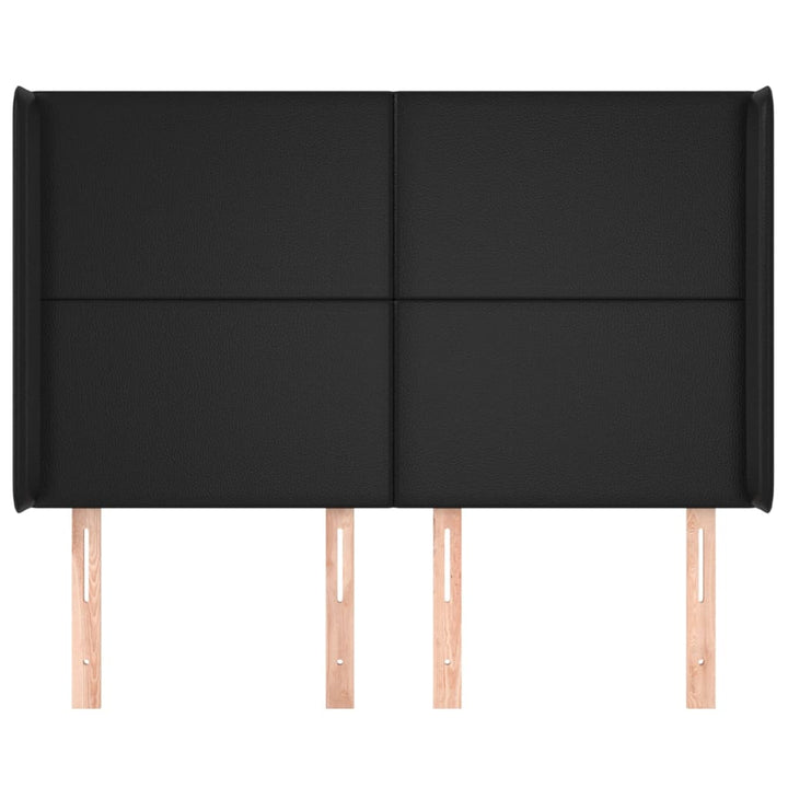 sengegavl med kanter 147x16x118/128 cm kunstlæder sort