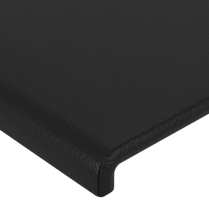 sengegavl med kanter 147x16x118/128 cm kunstlæder sort