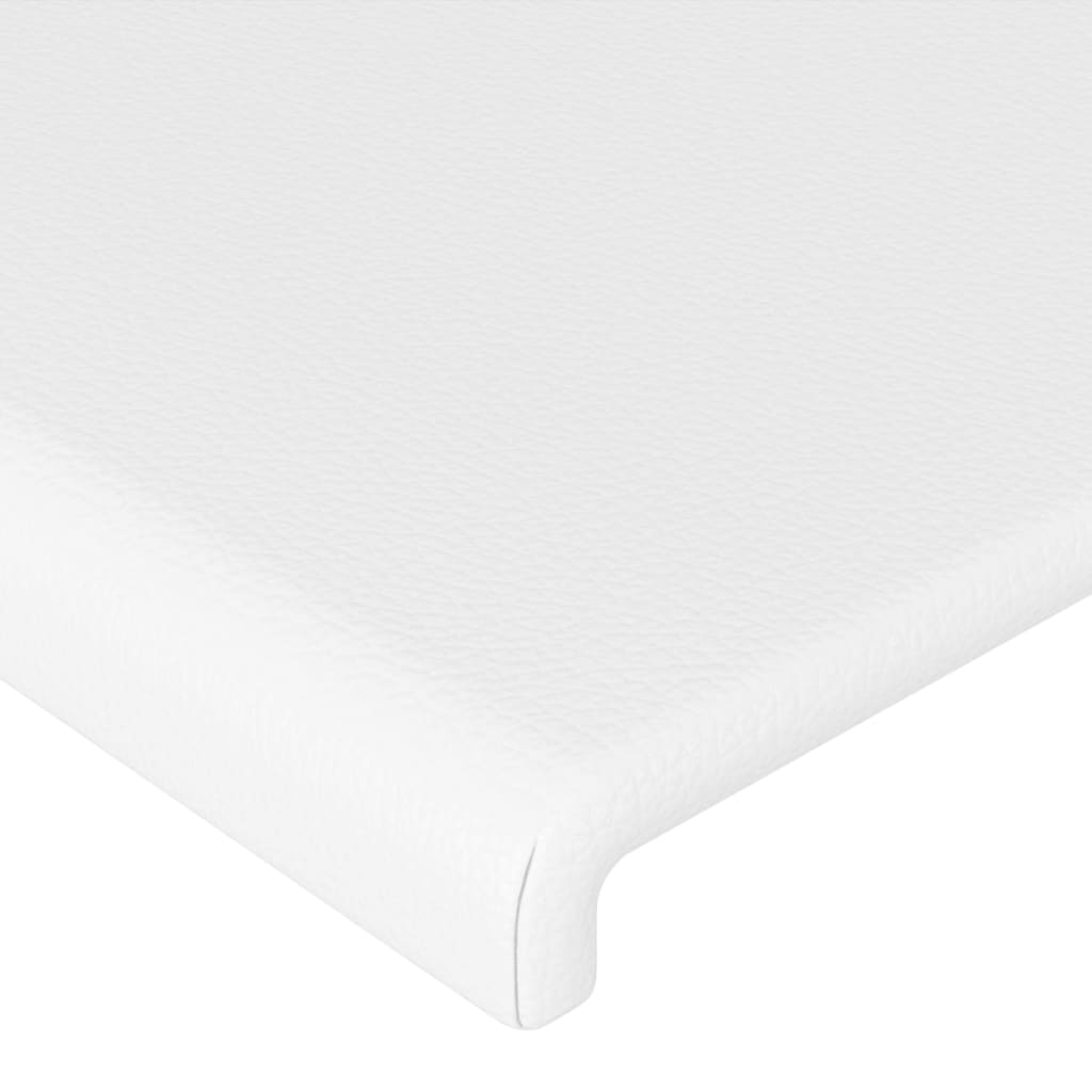 sengegavl med kanter 147x16x118/128 cm kunstlæder hvid