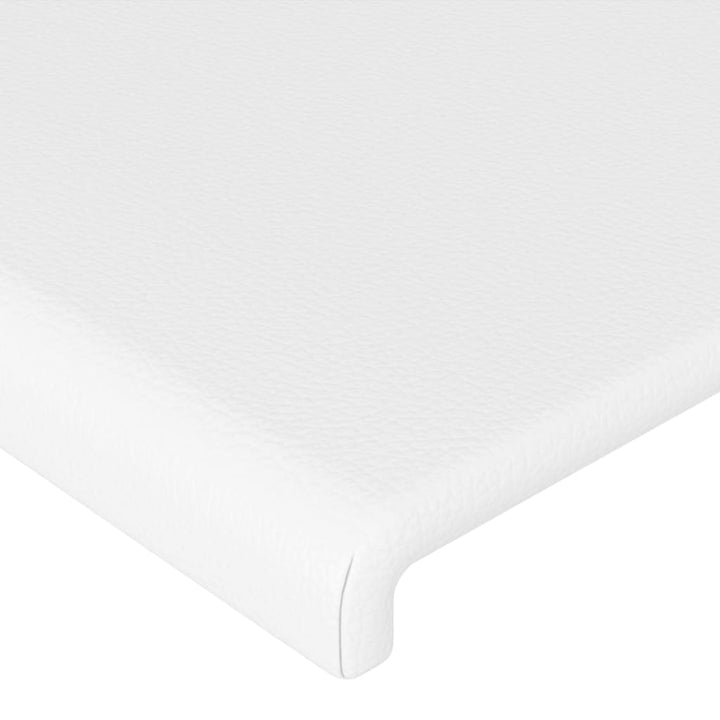 sengegavl med kanter 147x16x118/128 cm kunstlæder hvid