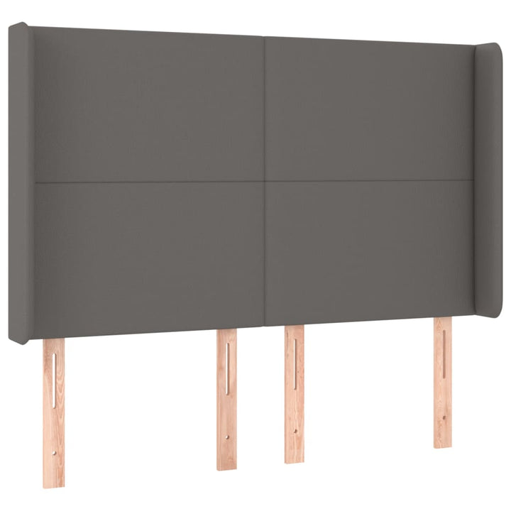 sengegavl med kanter 147x16x118/128 cm kunstlæder grå