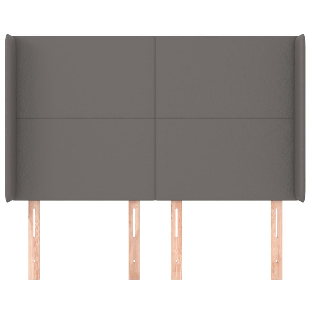 sengegavl med kanter 147x16x118/128 cm kunstlæder grå