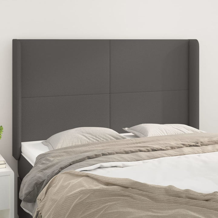 sengegavl med kanter 147x16x118/128 cm kunstlæder grå