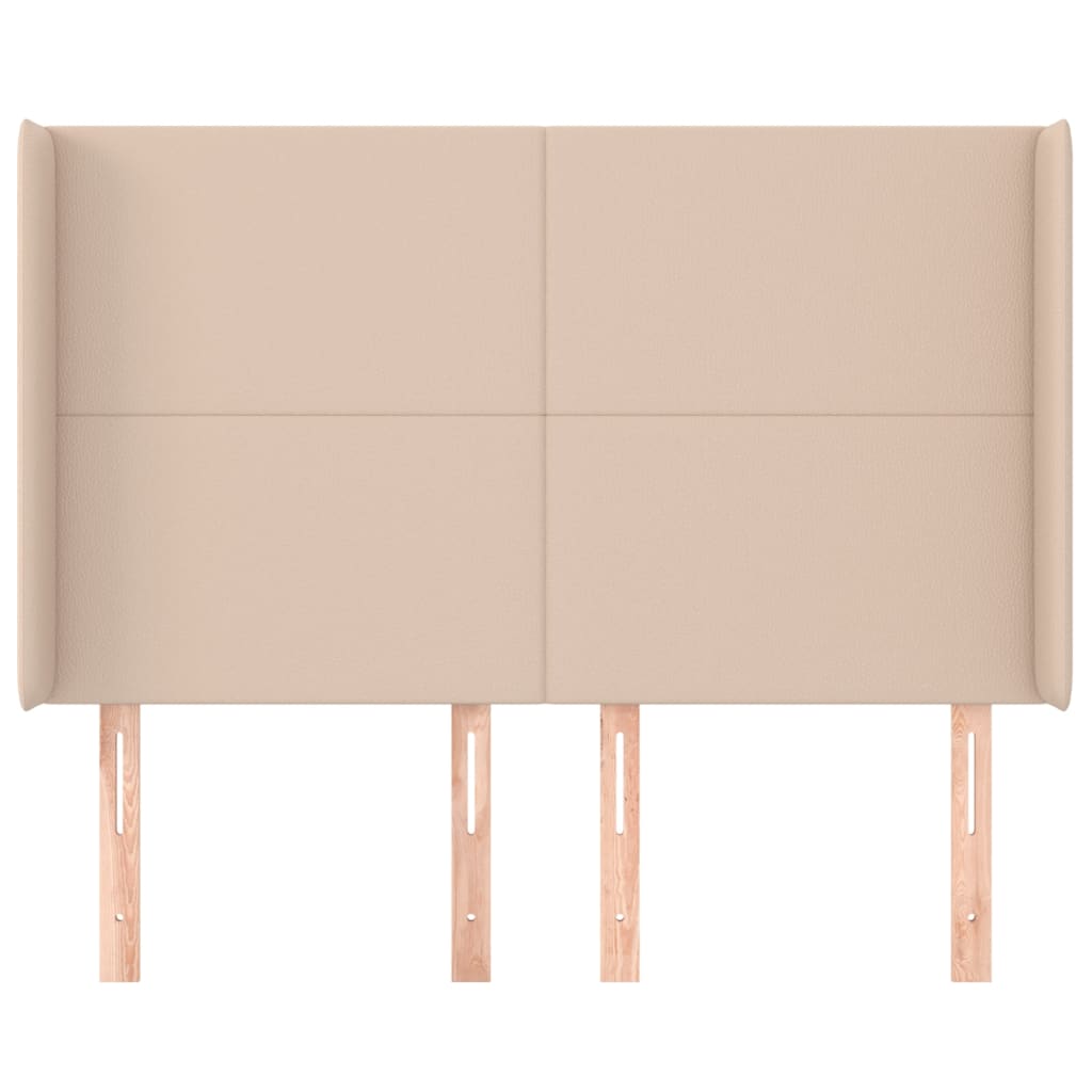 sengegavl med kanter 147x16x118/128 cm kunstlæder cappuccino