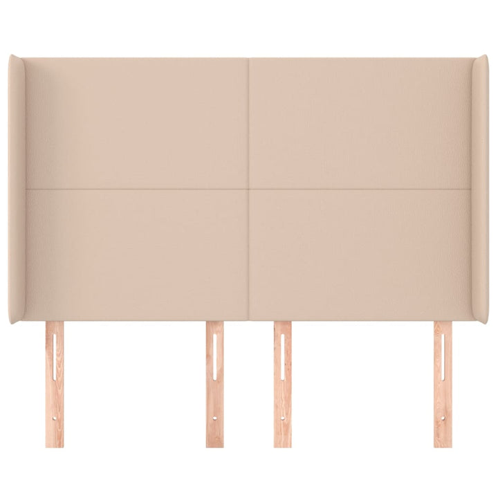 sengegavl med kanter 147x16x118/128 cm kunstlæder cappuccino
