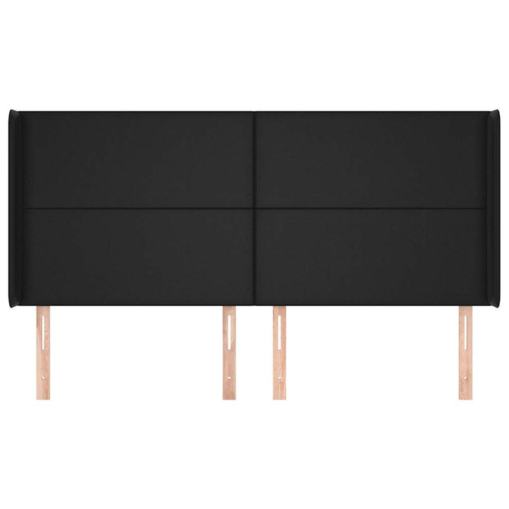 sengegavl med kanter 163x16x118/128 cm kunstlæder sort
