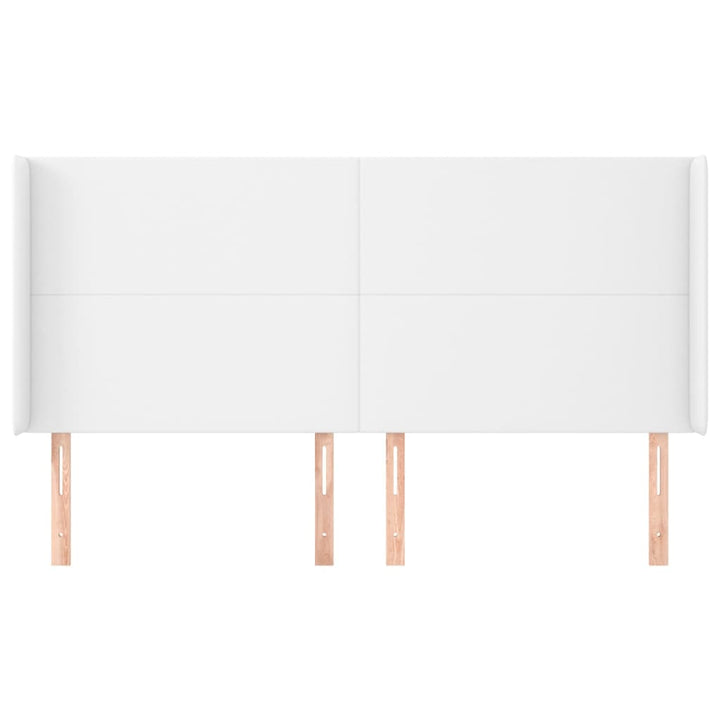 sengegavl med kanter 163x16x118/128 cm kunstlæder hvid