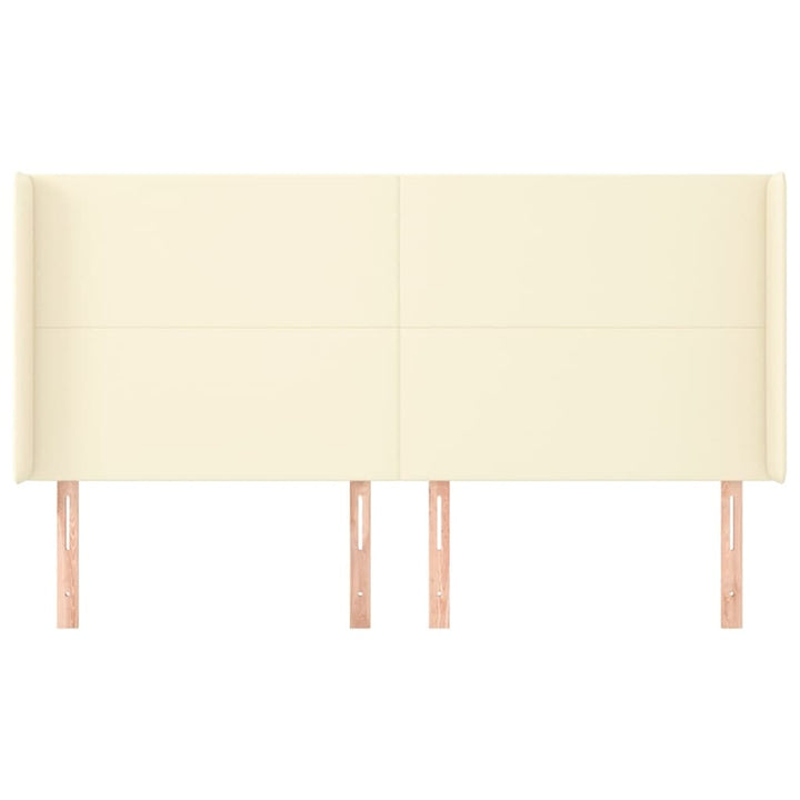 sengegavl med kanter 163x16x118/128 cm kunstlæder cremefarvet