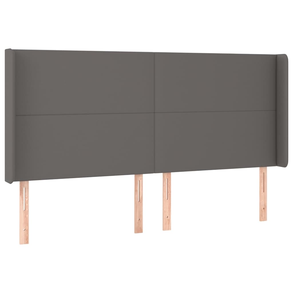 sengegavl med kanter 163x16x118/128 cm kunstlæder grå