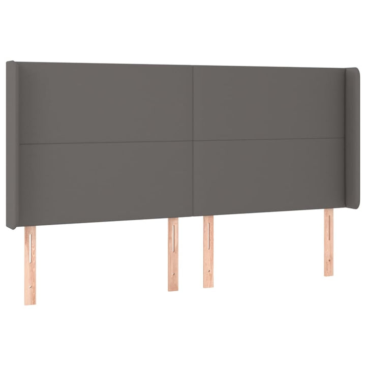 sengegavl med kanter 163x16x118/128 cm kunstlæder grå
