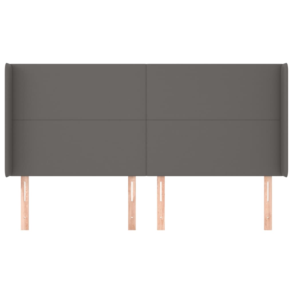 sengegavl med kanter 163x16x118/128 cm kunstlæder grå