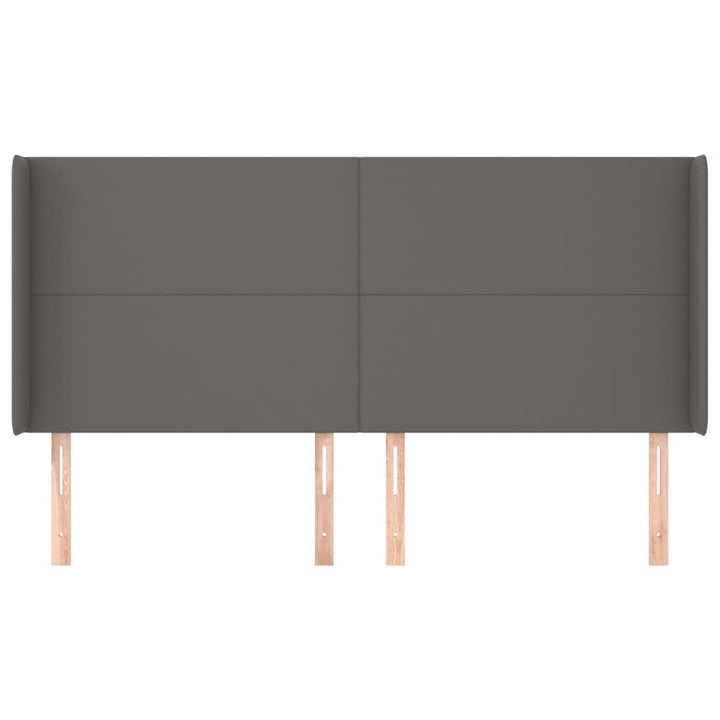 sengegavl med kanter 163x16x118/128 cm kunstlæder grå