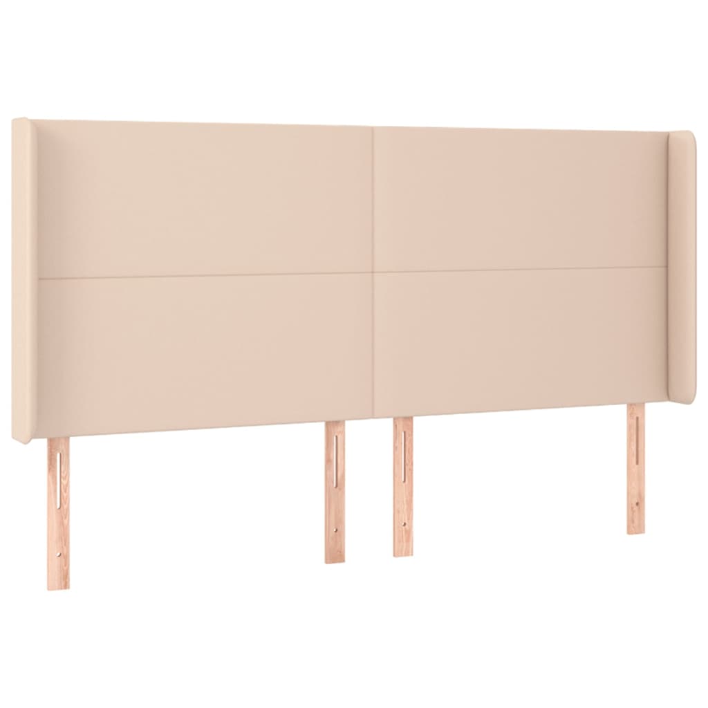 sengegavl med kanter 163x16x118/128 cm kunstlæder cappuccino