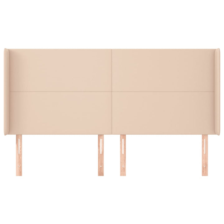 sengegavl med kanter 163x16x118/128 cm kunstlæder cappuccino