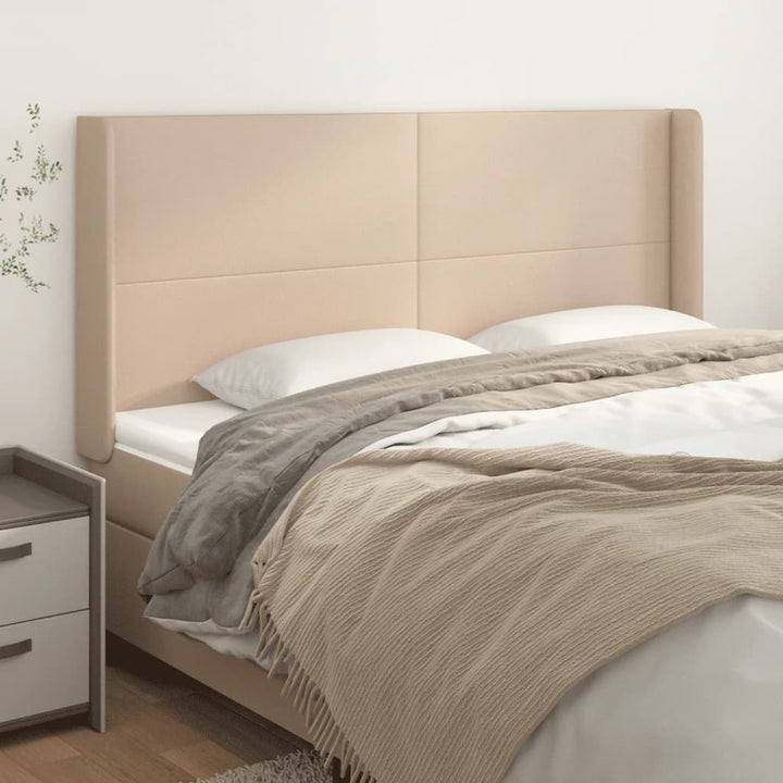 sengegavl med kanter 163x16x118/128 cm kunstlæder cappuccino