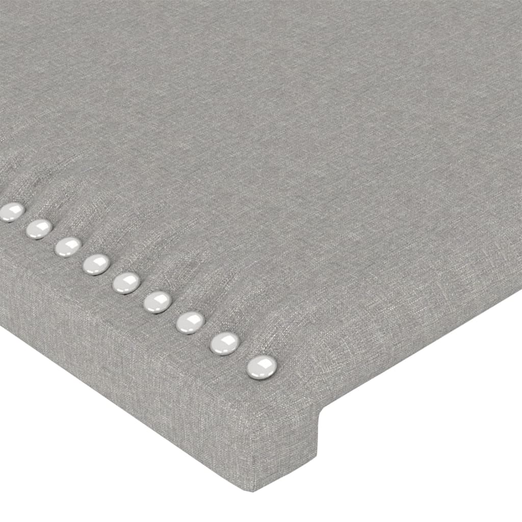sengegavl med kanter 147x16x118/128 cm stof lysegrå