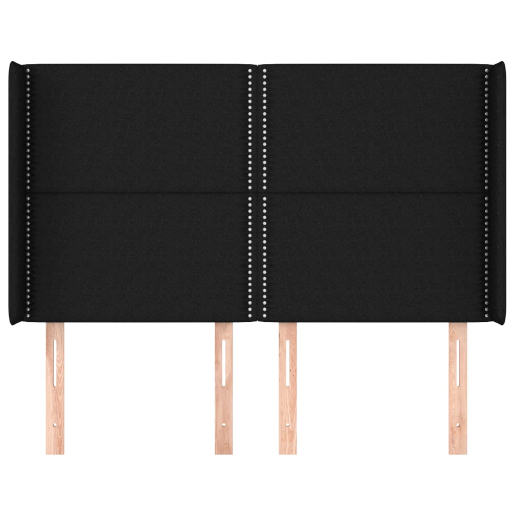 sengegavl med kanter 147x16x118/128 cm stof sort