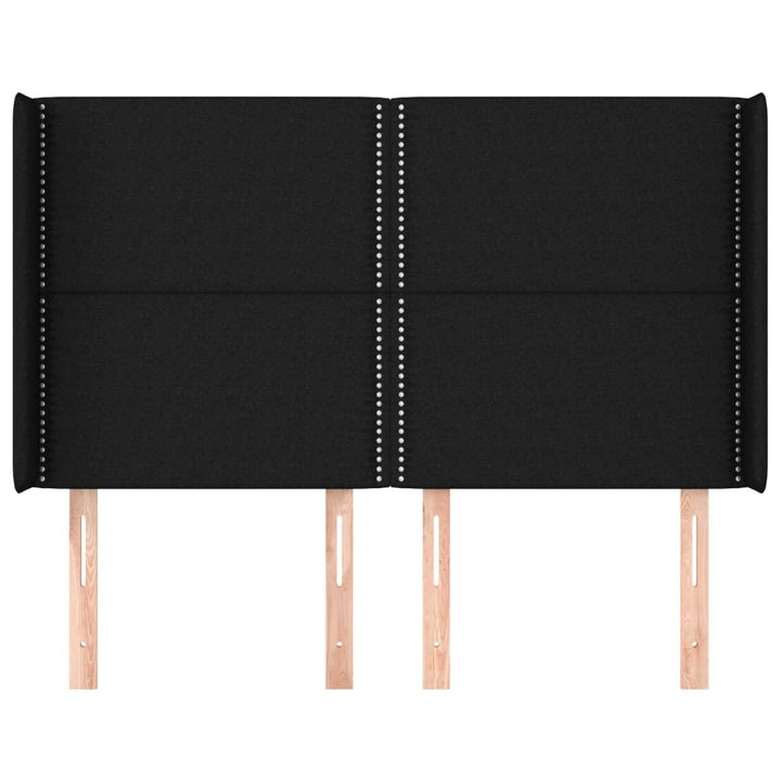 sengegavl med kanter 147x16x118/128 cm stof sort